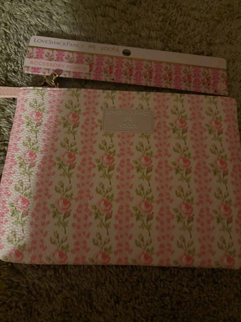 LoveShackFancy Pink Floral Accessory Pouch